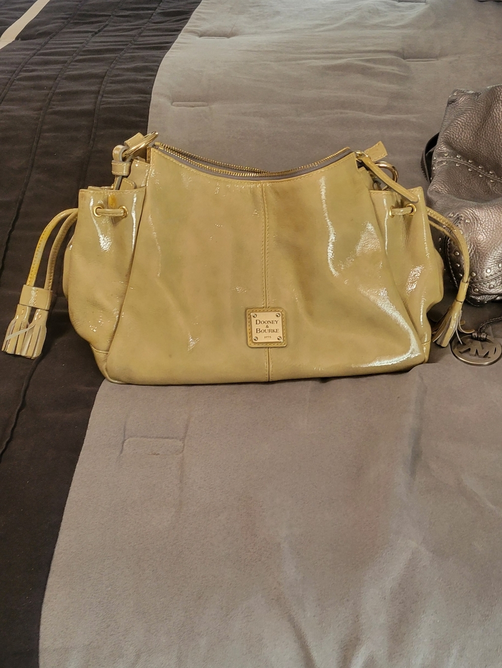 Dooney & Bourke Olive Patent Leather Shoulder Bag